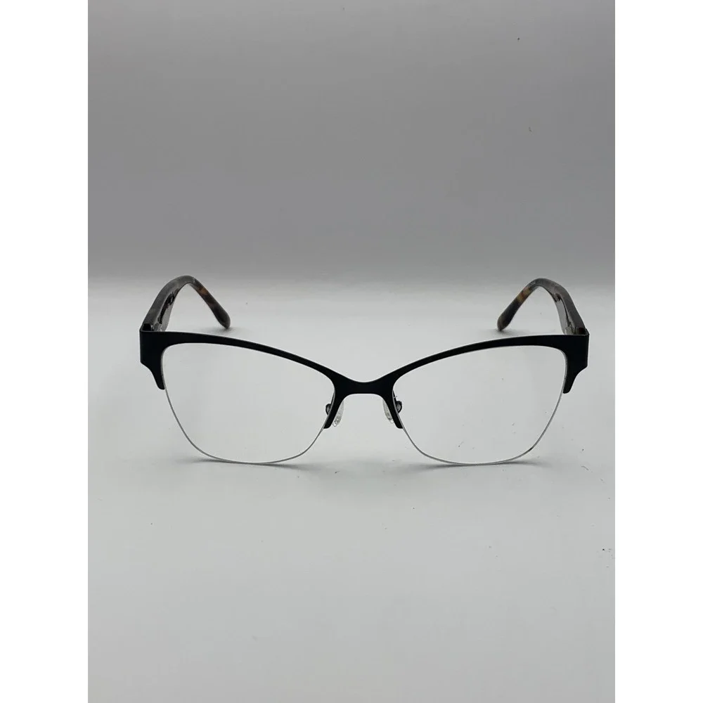 BCBGMAXAZRIA Riley Eyeglasses 53-17-140 Black Half Rim Tortoise Frame Only